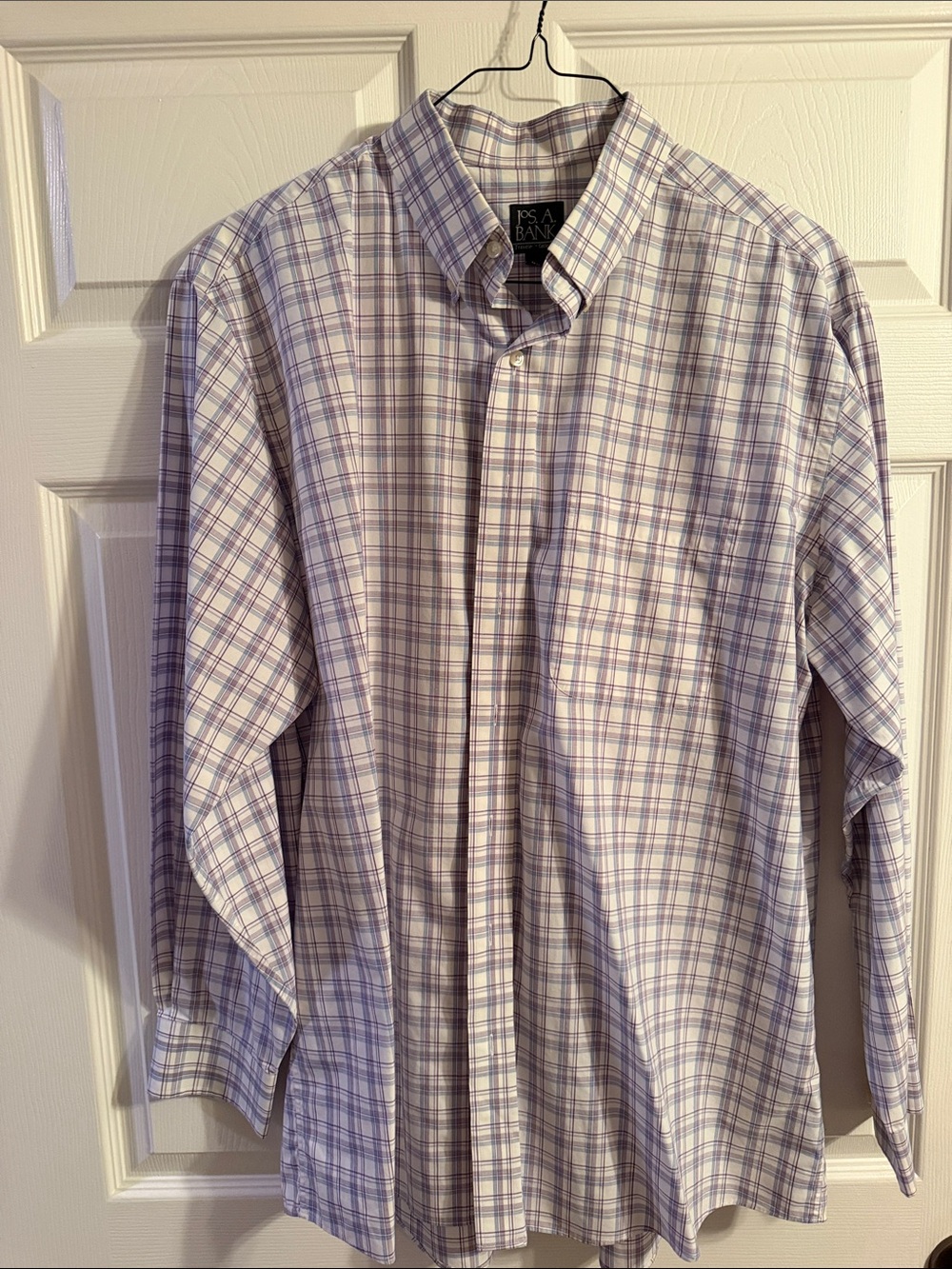 Jos. A. Bank Men's Lavender and White Plaid Dress Shirt